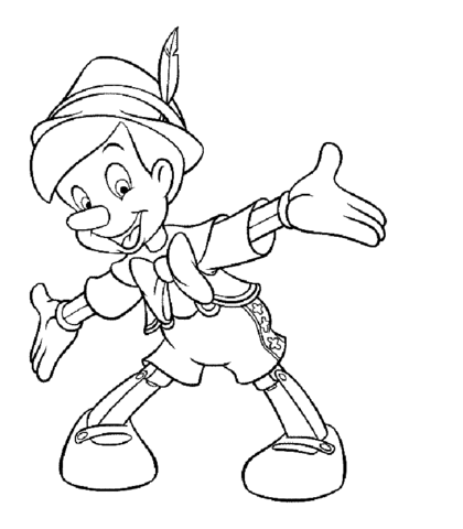 Happy Pinocchio  Coloring Page